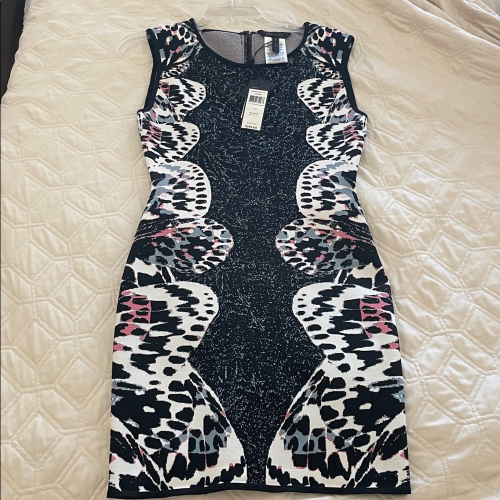 BCBGMaxAzria Black and White Midi Dress
